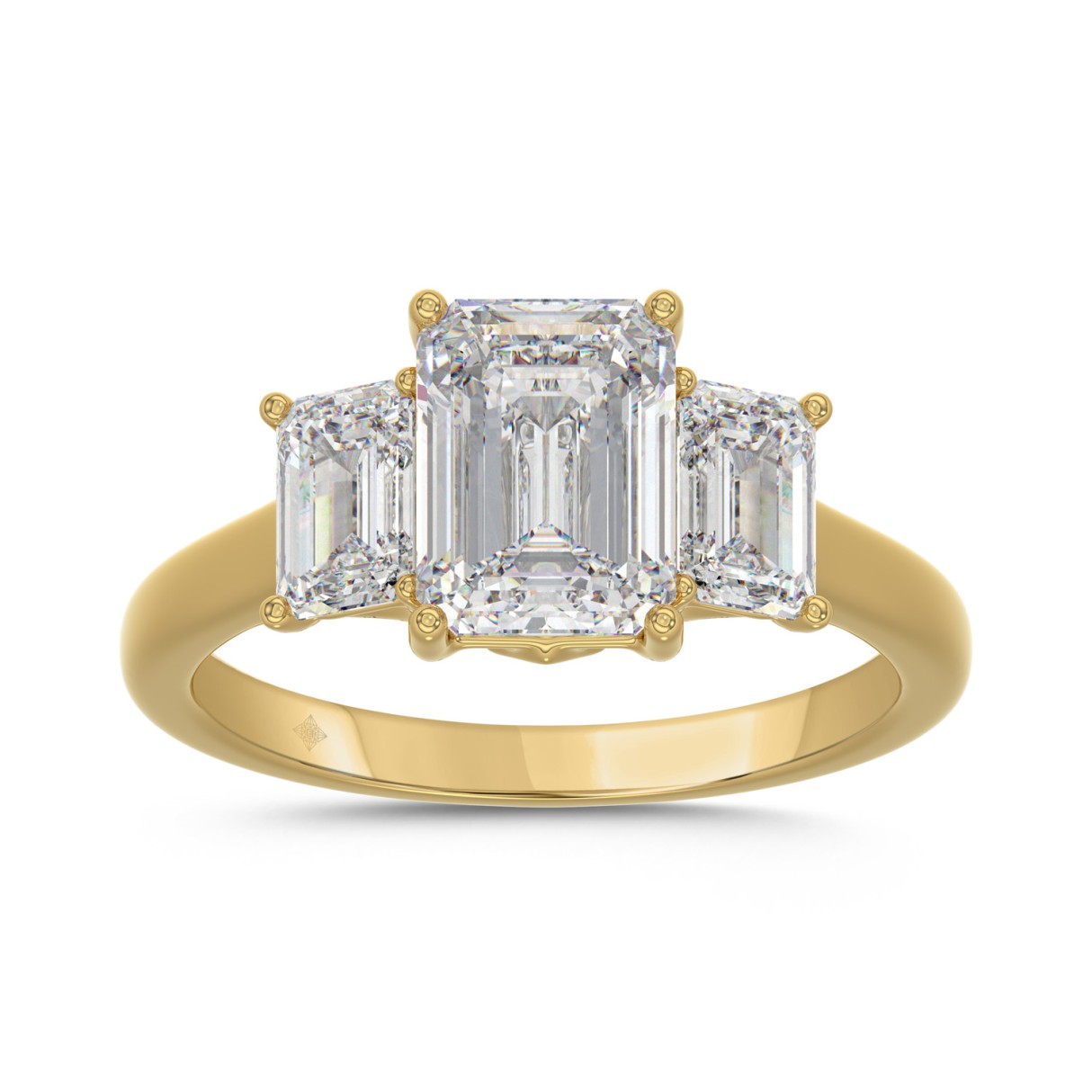 14K YELLOW GOLD 3.00CT EMERALD DIAMOND LADIES RING (CENTER STONE EMERALD DIAMOND 2CT) - Image 1