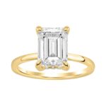 14K YELLOW GOLD 3.00CT EMERALD/ROUND DIAMOND LADIES RING