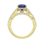 14K YELLOW GOLD 3.00CT ROUND/MARQUISE/BLUE SAPPHIRE PEAR DIAMOND LADIES RING (CENTER STONE BLUE SAPPHIRE PEAR DIAMOND 2 1/4CT) - Image 2