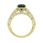 14K YELLOW GOLD 3.00CT ROUND/PEAR/MARQUISE DIAMOND LADIES RING (CENTER STONE PEAR GREEN EMERALD DIAMOND 2 1/4CT) - Image 2
