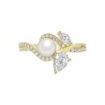 14K YELLOW GOLD 3/4CT ROUND/MARQUISE/PEARL/PEAR DIAMOND LADIES RING - Image 5