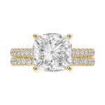 14K YELLOW GOLD 4 1/2CT ROUND/CUSHION DIAMOND LADIES BRIDAL SET (CENTER STONE CUSHION DIAMOND 4CT) - Image 5