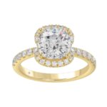 14K YELLOW GOLD 4 1/2CT ROUND/CUSHION DIAMOND LADIES RING (CENTER STONE CUSHION DIAMOND 4CT & Color F-G Clarity VS1/VS2)