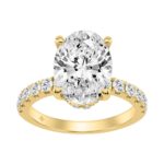 14K YELLOW GOLD 4 3/4CT ROUND/OVAL DIAMOND LADIES RING (CENTER STONE OVAL DIAMOND 4CT)