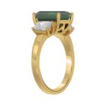 14K YELLOW GOLD 5 1/3CT EMERALD /GREEN EMERALD CUT DIAMOND LADIES RING (CENTER STONE GREEN EMERALD DIAMOND 4 1/3CT) - Image 3