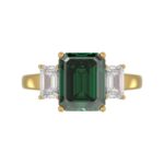 14K YELLOW GOLD 5 1/3CT EMERALD /GREEN EMERALD CUT DIAMOND LADIES RING (CENTER STONE GREEN EMERALD DIAMOND 4 1/3CT) - Image 5