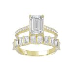 18K YELLOW GOLD 5.00CT ROUND/EMERALD DIAMOND LADIES BRIDAL SET (CENTER STONE EMERALD DIAMOND 3CT)