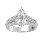 21K PLATINUM LADIES RING 2 3/4CT ROUND/BAGUETTE/PEAR DIAMOND (CENTER STONE PEAR DIAMOND 2CT)