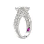 21K PLATINUM LADIES RING 2 3/4CT ROUND/BAGUETTE/PEAR DIAMOND (CENTER STONE PEAR DIAMOND 2CT) - Image 3
