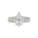 21K PLATINUM LADIES RING 2 3/4CT ROUND/BAGUETTE/PEAR DIAMOND (CENTER STONE PEAR DIAMOND 2CT) - Image 5