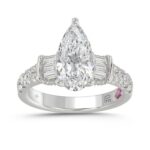 21K PLATINUM LADIES RING 2 3/4CT ROUND/PEAR/BAGUETTE DIAMOND (CENTER STONE PEAR DIAMOND 2CT)