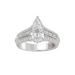 21K PLATINUM LADIES RING 2 3/4CT ROUND/PEAR/BAGUETTE DIAMOND (CENTER STONE PEAR DIAMOND 2CT)