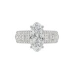 21K PLATINUM LADIES RING 4.00CT ROUND/OVAL/BAGUETTE DIAMOND (CENTER STONE OVAL DIAMOND 3CT) - Image 5