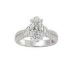 21K PLATINUM LADIES RING WITH 3.00CT ROUND/OVAL/HALF MOON/BAGUETTE DIAMONDS (CENTER STONE OVAL DIAMOND 2CT)