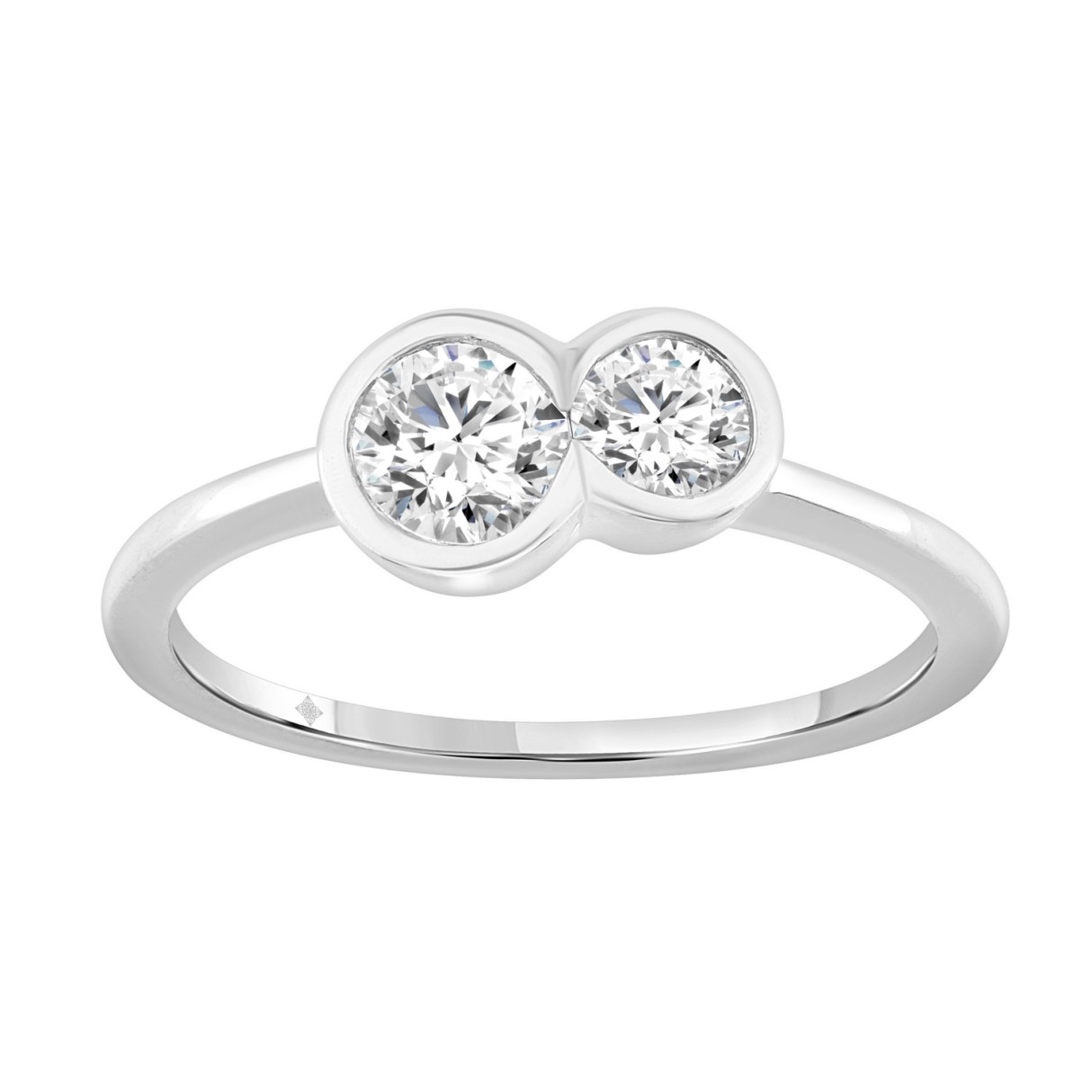 3/4CT White Gold 10K Collection Linked Hearts & Two-Stone Round Diamond Ring for Women (Color F-G -Clarity VS1/VS2) - Image 1