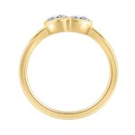 3/4CT Yellow Gold 10K Collection Linked Hearts & Two-Stone Oval & Marquise Diamond Ring for Women (Color F-G Clarity VS1/VS2) - Image 2