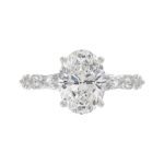Elegant 14K White Gold  Bridal Fancy Ring for Ladies 3 3/4CT Round & Marquise& Oval Cut Diamonds 3.00CT Center stone (Color F-G -Clarity VS1/V - Image 5
