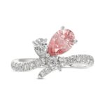 ETERNAL BLUSH COLLECTION 14K WHITE GOLD 1 3/4CT ROUND/PEAR/PINK PEAR DIAMOND LADIES RING (CENTER STONE PINK PEAR DIAMOND 1.00CT) - Image 5