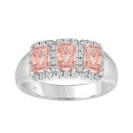 ETERNAL BLUSH COLLECTION 14K WHITE GOLD 1 3/4CT ROUND/PINK RADIANT DIAMOND LADIES RING