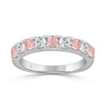 ETERNAL BLUSH COLLECTION 14K WHITE GOLD 1.00 CT ROUND PINK & WHITE DIAMOND ALTERNATING BAND RING