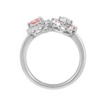 ETERNAL BLUSH COLLECTION 14K WHITE GOLD 1.00CT PINK ROUND /PEAR DIAMOND & OVAL DIAMOND LADIES RING - Image 2
