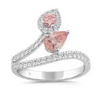 ETERNAL BLUSH COLLECTION 14K WHITE GOLD 1.00CT PINK ROUND/ PINK PEAR DIAMOND LADIES RING