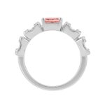 ETERNAL BLUSH COLLECTION 14K WHITE GOLD 1.00CT ROUND/BAGUETTE/ PINK RADIANT DIAMOND LADIES RING - Image 3