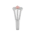 ETERNAL BLUSH COLLECTION 14K WHITE GOLD 1.00CT ROUND/PEAR DIAMOND LADIES RING (PINK PEAR) - Image 3