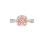 ETERNAL BLUSH COLLECTION 14K WHITE GOLD 2 1/2CT ROUND/ PINK CUSHION DIAMOND LADIES BRIDAL SET (CENTER STONE PINK CUSHION DIAMOND 2.00CT) - Image 2