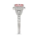 ETERNAL BLUSH COLLECTION 14K WHITE GOLD 2 3/4CT ROUND/BAGUETTE/RADIANT DIAMOND LADIES  RING (CENTER STONE PINK RADIANT DIAMOND 2.00CT) - Image 3