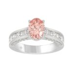 ETERNAL BLUSH COLLECTION 14K WHITE GOLD 2 3/4CT ROUND/OVAL/PRINCESS/BAGUETTE DIAMOND LADIES RING (CENTER STONE PINK OVAL DIAMOND 1 1/2CT)