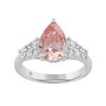 ETERNAL BLUSH COLLECTION 14K WHITE GOLD 2 3/4CT ROUND/PEAR DIAMOND LADIES RING (CENTER STONE PINK PEAR DIAMOND 2CT)