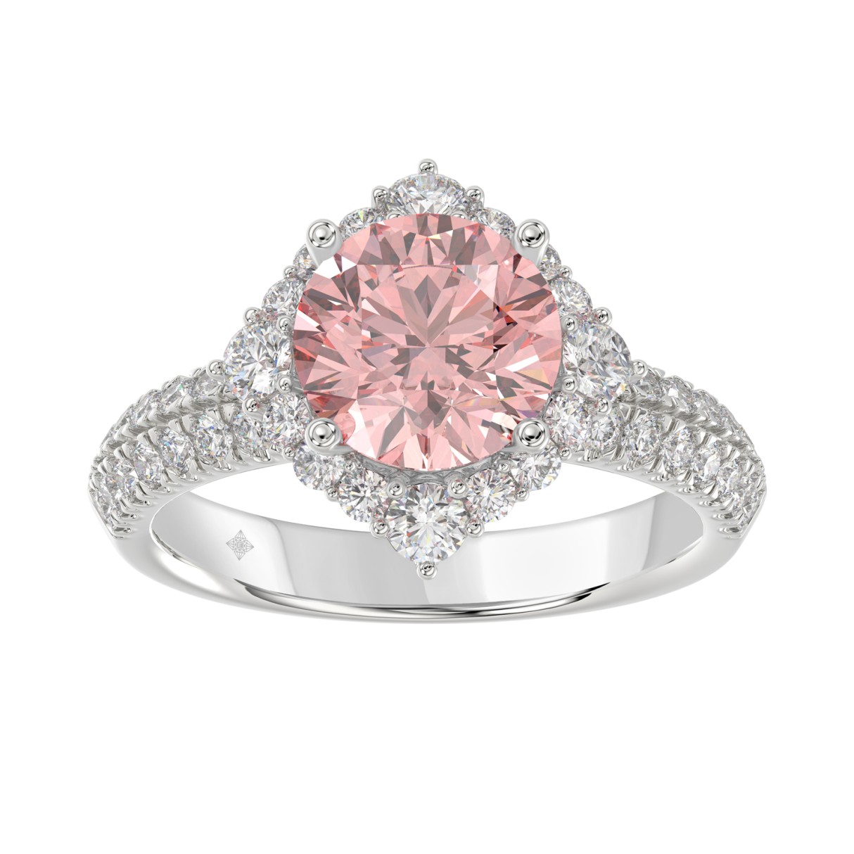 ETERNAL BLUSH COLLECTION 14K WHITE GOLD 2 3/4CT ROUND/PINK ROUND DIAMOND LADIES RING (CENTER STONE PINK ROUND DIAMOND 2CT) - Image 1