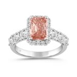 ETERNAL BLUSH COLLECTION 14K WHITE GOLD 3 1/2CT ROUND/ PINK RADIANT DIAMOND LADIES RING (CENTER STONE PINK RADIANT DIAMOND 2CT)