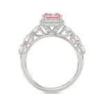 ETERNAL BLUSH COLLECTION 14K WHITE GOLD 3 1/2CT ROUND/ PINK RADIANT DIAMOND LADIES RING (CENTER STONE PINK RADIANT DIAMOND 2CT) - Image 5