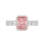 ETERNAL BLUSH COLLECTION 14K WHITE GOLD 3 1/2CT ROUND/ PINK RADIANT DIAMOND LADIES RING (CENTER STONE PINK RADIANT DIAMOND 2CT) - Image 2