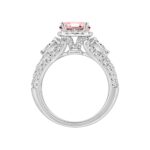 ETERNAL BLUSH COLLECTION 14K WHITE GOLD 3 1/2CT ROUND/PEAR/PINK CUSHION DIAMOND LADIES BRIDAL SET (CENTER STONE PINK CUSHION PINK DIAMOND 2CT) - Image 3