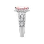ETERNAL BLUSH COLLECTION 14K WHITE GOLD 3 1/2CT ROUND/PEAR/PINK CUSHION DIAMOND LADIES BRIDAL SET (CENTER STONE PINK CUSHION PINK DIAMOND 2CT) - Image 2