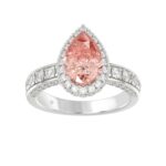 ETERNAL BLUSH COLLECTION 14K WHITE GOLD 3 1/3CT ROUND/PEAR DIAMOND LADIES RING (CENTER STONE PINK PEAR DIAMOND 2.00CT)
