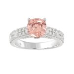ETERNAL BLUSH COLLECTION 14K WHITE GOLD 3.00CT ROUND/EMERALD DIAMOND LADIES RING (CENTER STONE PINK ROUND DIAMOND 2.00CT)