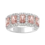 ETERNAL BLUSH COLLECTION 14K WHITE GOLD 3.00CT ROUND/PINK RADIANT DIAMOND LADIES RING