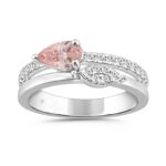 ETERNAL BLUSH COLLECTION 14K WHITE GOLD 3/4CT ROUND/PINK PEAR DIAMOND LADIES RING