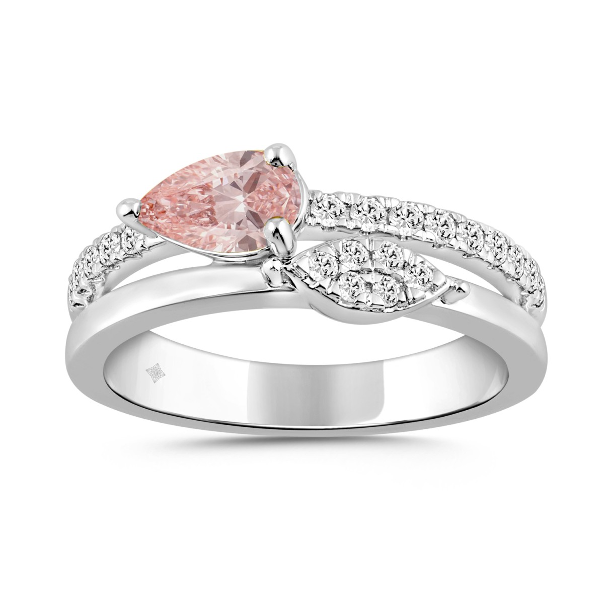 ETERNAL BLUSH COLLECTION 14K WHITE GOLD 3/4CT ROUND/PINK PEAR DIAMOND LADIES RING - Image 1