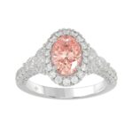 ETERNAL BLUSH COLLECTION 14K WHITE GOLD 4.00CT ROUND/ OVAL / LILY DIAMOND LADIES BRIDAL SET (CENTER STONE PINK OVAL DIAMOND 2.00CT)