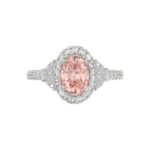 ETERNAL BLUSH COLLECTION 14K WHITE GOLD 4.00CT ROUND/ OVAL / LILY DIAMOND LADIES BRIDAL SET (CENTER STONE PINK OVAL DIAMOND 2.00CT) - Image 2