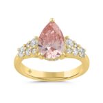 ETERNAL BLUSH COLLECTION 14K YELLOW GOLD 2 3/4CT ROUND/PEAR DIAMOND LADIES RING (CENTER STONE PINK PEAR DIAMOND 2CT)