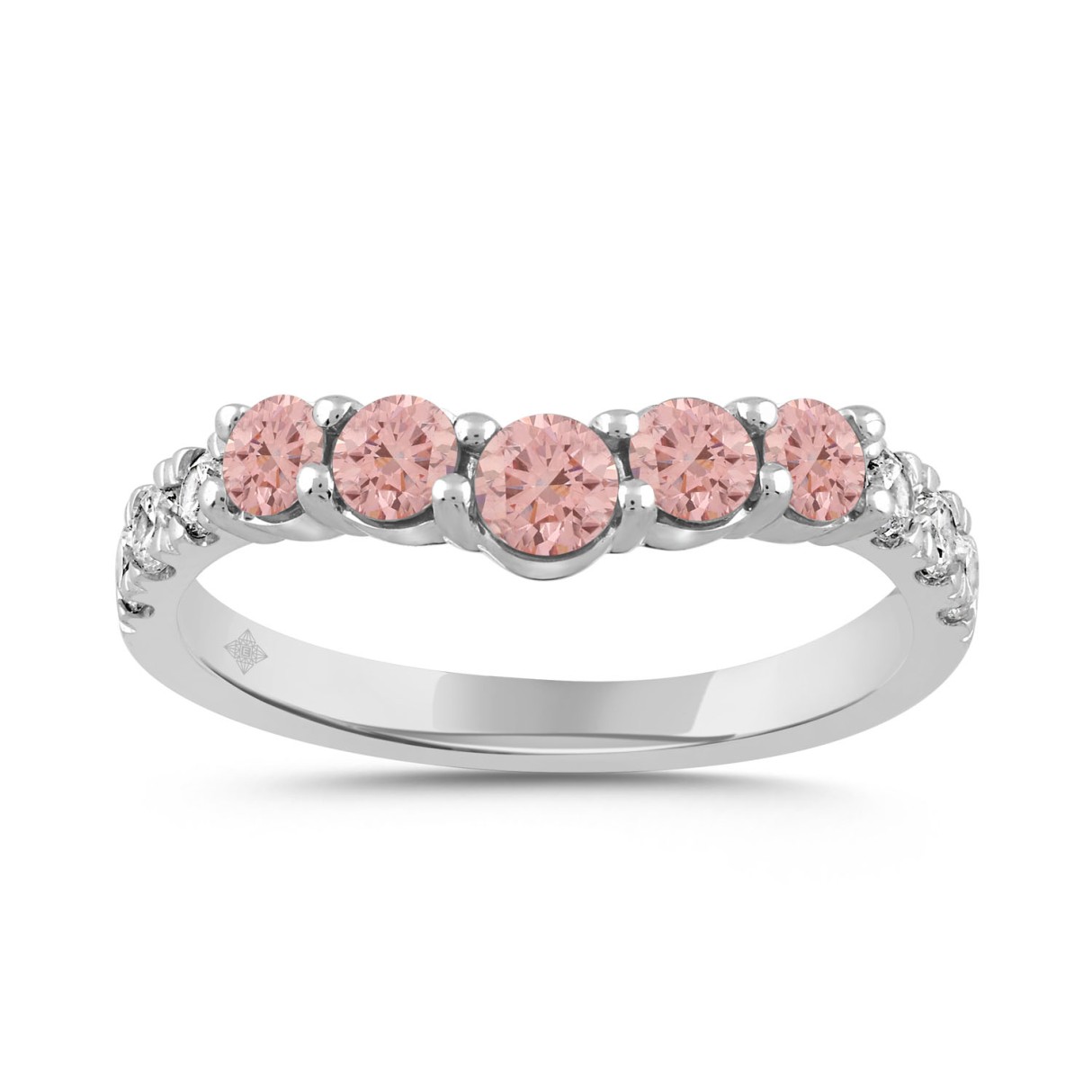 ETERNAL BLUSH COLLECTION LADIES BAND 1CT PINK ROUND DIAMOND 14K WHITE GOLD - Image 1
