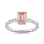 ETERNAL BLUSH COLLECTION LADIES RING 1 1/2CT ROUND/EMERALD DIAMOND 14K WHITE GOLD (CENTER STONE PINK EMERALD DIAMOND 1CT)