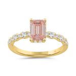 ETERNAL BLUSH COLLECTION LADIES RING 1 1/2CT ROUND/EMERALD DIAMOND 14K YELLOW GOLD (CENTER STONE PINK EMERALD DIAMOND 1CT)