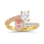 ETERNAL BLUSH COLLECTION LADIES RING 1 1/2CT ROUND/OVAL DIAMOND 14K YELLOW GOLD (CENTER STONE PINK OVAL DIAMOND 1/2CT)
